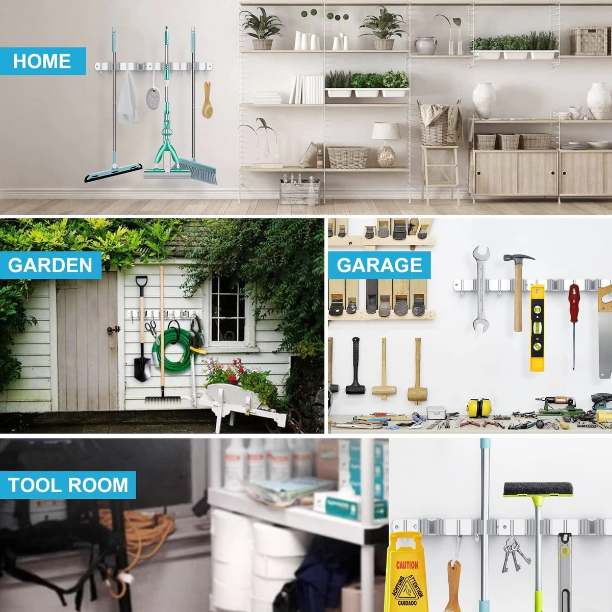 BOTC Bezemhouder - 5 Houders 6 Haken Bezem Ophangsysteem - Zeflklevend - Opbergsysteem - Ophanghaken - Tuingereedschap - Gereedschap Opbergen 6 BOTC Bezemhouder - 5 Houders 6 Haken Bezem Ophangsysteem - Zeflklevend - Opbergsysteem - Ophanghaken - Tuingereedschap - Gereedschap Opbergen - Afbeelding 4