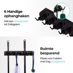CLEANLY® Bezemhouder - Ophangsysteem Voor Tuingereedschap - Bezem Ophangsysteem - Gereedschapshouder Met Ophanghaken - ABS -Tuingereedschap Serie Winkel 1200x1200 436
