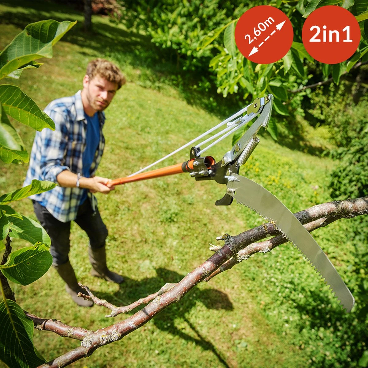 Gardebruk Takkenzaag Telescopisch - 2in1 Zaag & Snoeischaar - Oranje 8 Gardebruk Takkenzaag Telescopisch - 2in1 Zaag & Snoeischaar - Oranje - Afbeelding 6