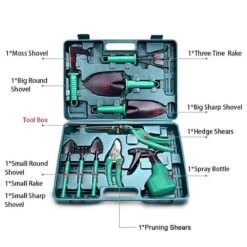 Merkloos 10-Delige Tuingereedschap Set Inclusief Opbergkoffer - Tuinierset - Tuinsetje - Gereedschap Voor Tuin - Tuinschaar - Tuinschepje - Bloemenschaar - Voegenkrabber - Plantenspuit - Grasschaar - Bloemenschep - Tuinhark -Tuingereedschap Serie Winkel 1200x1200 831