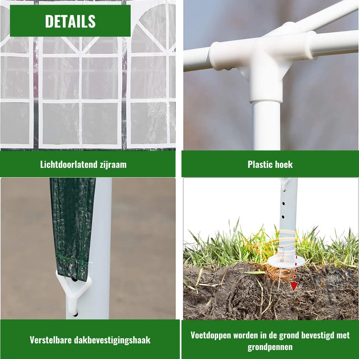 Merkloos Partytent - Paviljoen Opvouwbaar - Easy Up Tuintent Met Zijpanelen - Groen/ 6m X 3m/ 120g/m² 6 Merkloos Partytent - Paviljoen Opvouwbaar - Easy Up Tuintent Met Zijpanelen - Groen/ 6m X 3m/ 120g/m² - Afbeelding 5