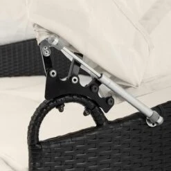 Casaria Polyrattan Zonne-Eiland Ø185cm – Incl. Kussens - Zwart Crème -Tuingereedschap Serie Winkel 1200x1200 853