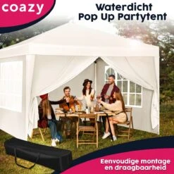 Waterdichte Partytent 3x3 Meter Opvouwbaar Met Zijwanden- Paviljoen Met Zijpanelen - Easy Up - Pop-up Tent Met Haringen, Touw En Anti Slip Poten -Tuingereedschap Serie Winkel 1200x1200 876