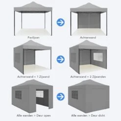 LifeGoods Partytent - 3x4.5 M - Zijwanden - Easy Up - Opvouwbaar - Waterdicht - Draagtas Met Wieltjes - Donkergrijs -Tuingereedschap Serie Winkel 1200x1200 900