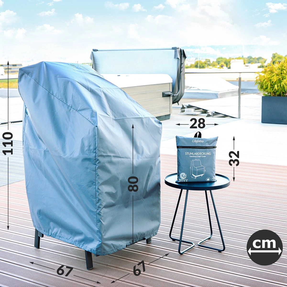 Chefarone Beschermhoes Tuinstoelen - Tuinstoelen Hoes - Tuinmeubelen - Weerbestendig - UV-bescherming - Grijs 4 Chefarone Beschermhoes Tuinstoelen - Tuinstoelen Hoes - Tuinmeubelen - Weerbestendig - UV-bescherming - Grijs - Afbeelding 2