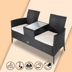 Casaria Polyrattan Tuinbank - Incl. Kussen - 143x55x88 Cm Zwart 19 Casaria Polyrattan Tuinbank - Incl. Kussen - 143x55x88 Cm Zwart -Tuingereedschap Serie Winkel 1200x1200 983