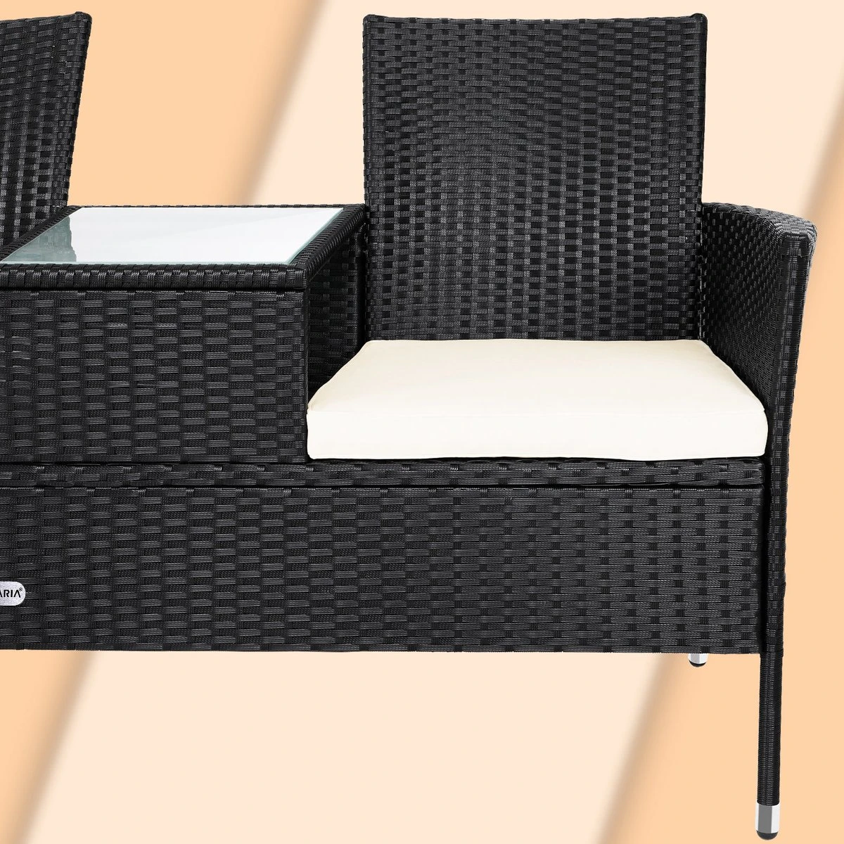Casaria Polyrattan Tuinbank - Incl. Kussen - 143x55x88 Cm Zwart 11 Casaria Polyrattan Tuinbank - Incl. Kussen - 143x55x88 Cm Zwart - Afbeelding 9