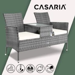 Casaria Polyrattan Tuinbank - Incl. Tafel & Kussens 7 Cm - Grijs 17 Casaria Polyrattan Tuinbank - Incl. Tafel & Kussens 7 Cm - Grijs -Tuingereedschap Serie Winkel 1200x1200 987
