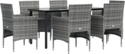 VidaXL 7-delige Tuinset Met Kussens Grijs En Zwart -Tuingereedschap Serie Winkel 1200x520