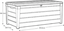 Keter Brushwood Opbergbox - Kussenbox - 455L - 145x69,7x60,3cm - Taupe 10 Keter Brushwood Opbergbox - Kussenbox - 455L - 145x69,7x60,3cm - Taupe -Tuingereedschap Serie Winkel 1200x581 4