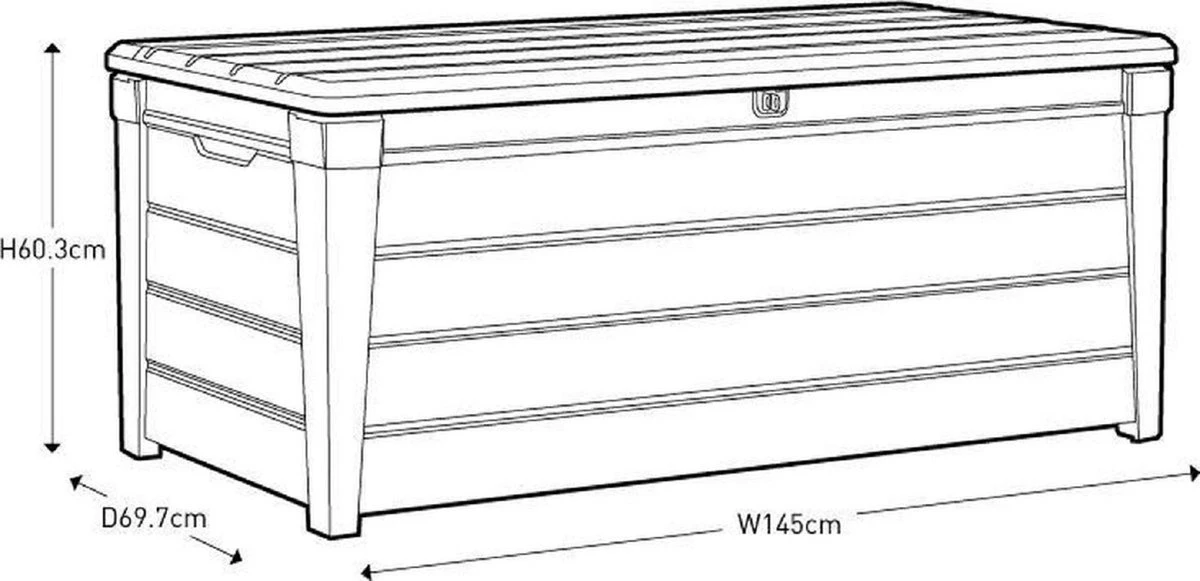 Keter Brushwood Opbergbox - Kussenbox - 455L - 145x69,7x60,3cm - Taupe 5 Keter Brushwood Opbergbox - Kussenbox - 455L - 145x69,7x60,3cm - Taupe - Afbeelding 3