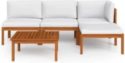 Decoways - 5-delige Loungeset Met Kussens Massief Acaciahout Crèmekleurig -Tuingereedschap Serie Winkel 1200x607 4