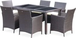 Alice's Garden Tuinset Tavola 6 - 150x90x74 - 6 Plaatsen - Wicker - Bruin/Ecru -Tuingereedschap Serie Winkel 1200x614