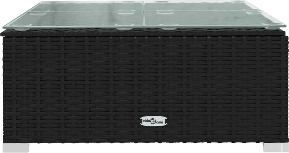 VidaLife Tuintafel 60x60x30 Cm Poly Rattan En Glas Zwart 5 VidaLife Tuintafel 60x60x30 Cm Poly Rattan En Glas Zwart - Afbeelding 3
