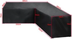 BOTC Tuinbank Beschermhoes - Beschermhoes Voor Hoekbank - Premium Tuinbank Beschermhoes - L-vorm - 300/98 X 300/98 X 70cm - Zwart -Tuingereedschap Serie Winkel 1200x655 2