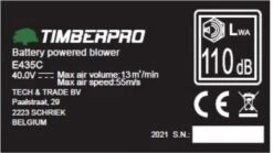TIMBERPRO - Bladblazer Elektrisch 40V, ZEER Krachtig (incl. 4A Batterij En Incl. Lader) -Tuingereedschap Serie Winkel 1200x676
