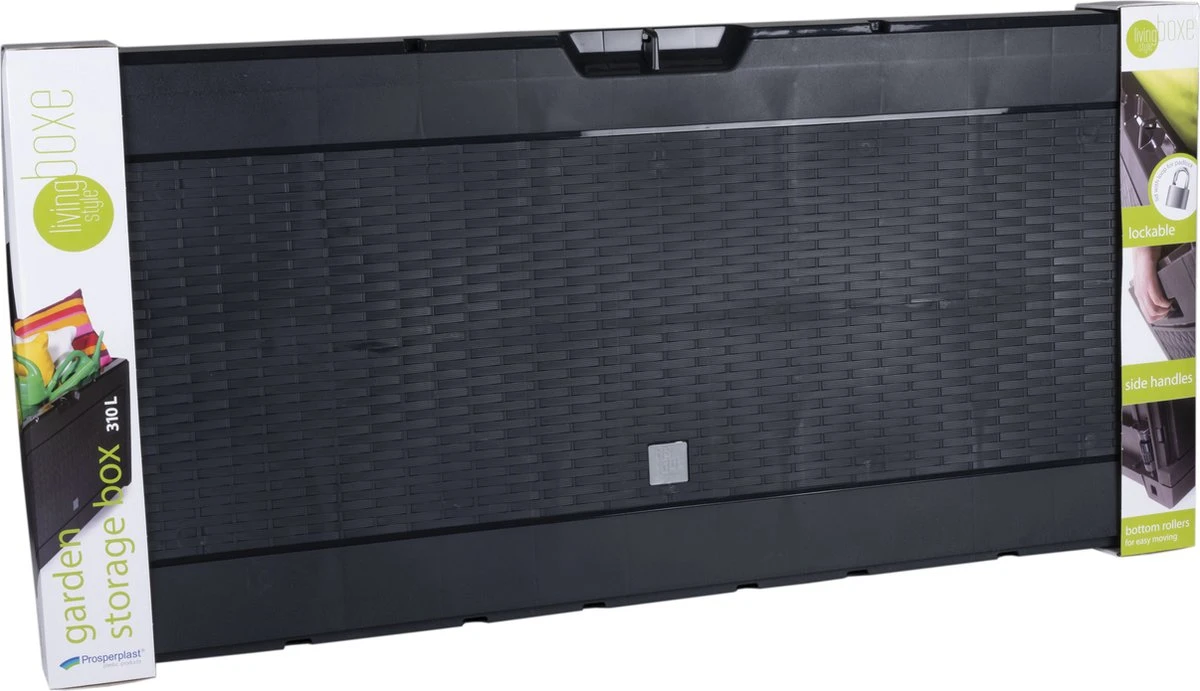 Opbergbox 310L UV-Bestendig Weerbestendig Wielen Tuinbox Rotan-look Antraciet 4 Opbergbox 310L UV-Bestendig Weerbestendig Wielen Tuinbox Rotan-look Antraciet - Afbeelding 2