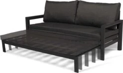 Merkloos Loungebed | Daybed | Uitschuifbare Tuinbank | 185 Cm | Zwart | Hoogwaardige Kwaliteit | Loungebank