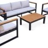 Loungeset 5 Plaatsen Van Aluminium En Eucalyptus – NAZCA – Antraciet Structuur, Lichtgrijs Kussens -Tuingereedschap Serie Winkel 1200x727 2