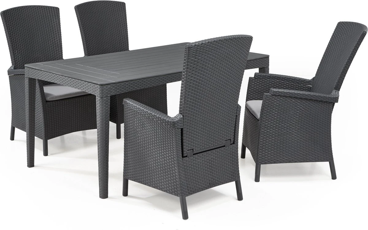 Allibert Vermont Verstelbare Tuinstoel - 64x68x107cm - Grafiet 8 Allibert Vermont Verstelbare Tuinstoel - 64x68x107cm - Grafiet - Afbeelding 6