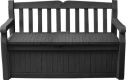 Keter Eden Garden Bench Opbergbank - 265L - 140x60x84cm - Zwart/Grijs -Tuingereedschap Serie Winkel 1200x763