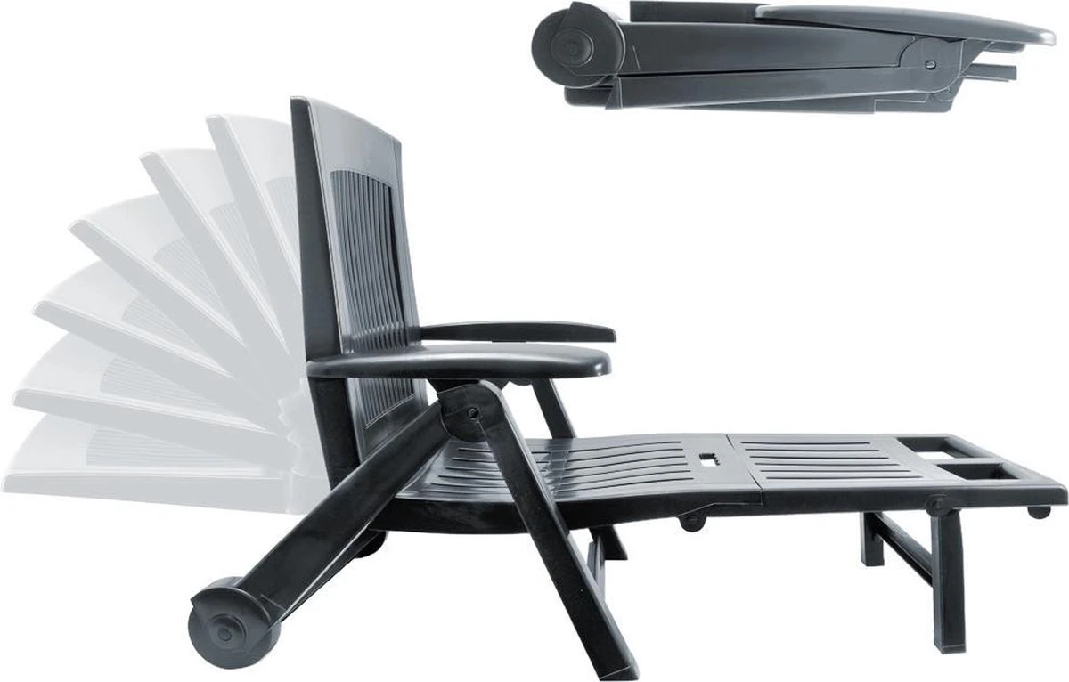 Casaria Ligstoel Zircone – Verstelbaar/Wielen Tot 120 Kg – Antraciet 7 Casaria Ligstoel Zircone – Verstelbaar/Wielen Tot 120 Kg – Antraciet - Afbeelding 5