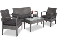 Casaria Polyrattan Loungeset – 2 Stoelen 1 Bank 1 Tafel - Antraciet -Tuingereedschap Serie Winkel 1200x768 2