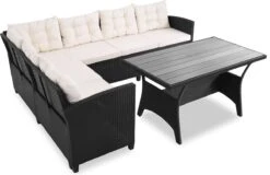 Casaria Polyrattan Tuinset - 15 Delig Voor 6 Personen – Crème Zwart -Tuingereedschap Serie Winkel 1200x779 6