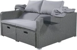 Polyrattan Patio Rieten Meubels Set Voor 2 Personen-Outdoor Rattan Sofa Set Met Intrekbare Luifel-lounge Bank-PE Rotan Loveseat Voor Achtertuin Veranda Tuin Zwembad Balkon-grijs -Tuingereedschap Serie Winkel 1200x789 5