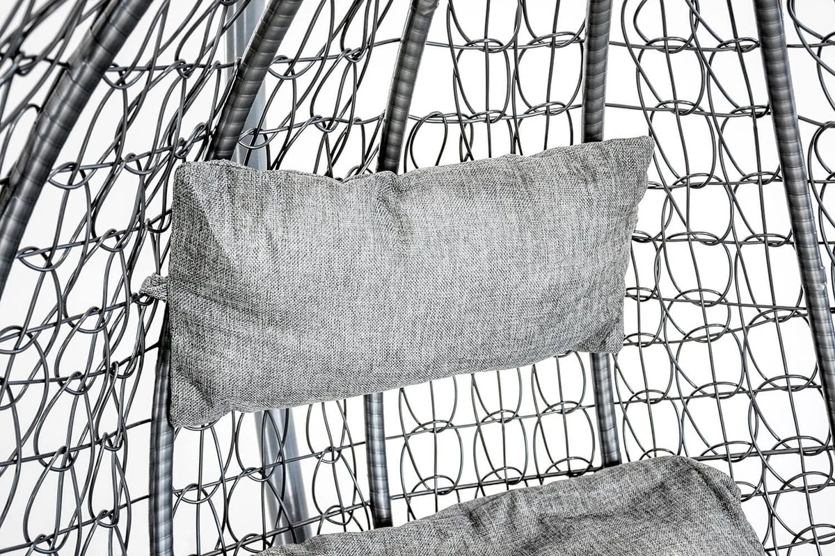 Hangstoel - Ei Stoel - Met Grijze Standaard & Kussens - Tot 125kg 5 Hangstoel - Ei Stoel - Met Grijze Standaard & Kussens - Tot 125kg - Afbeelding 3