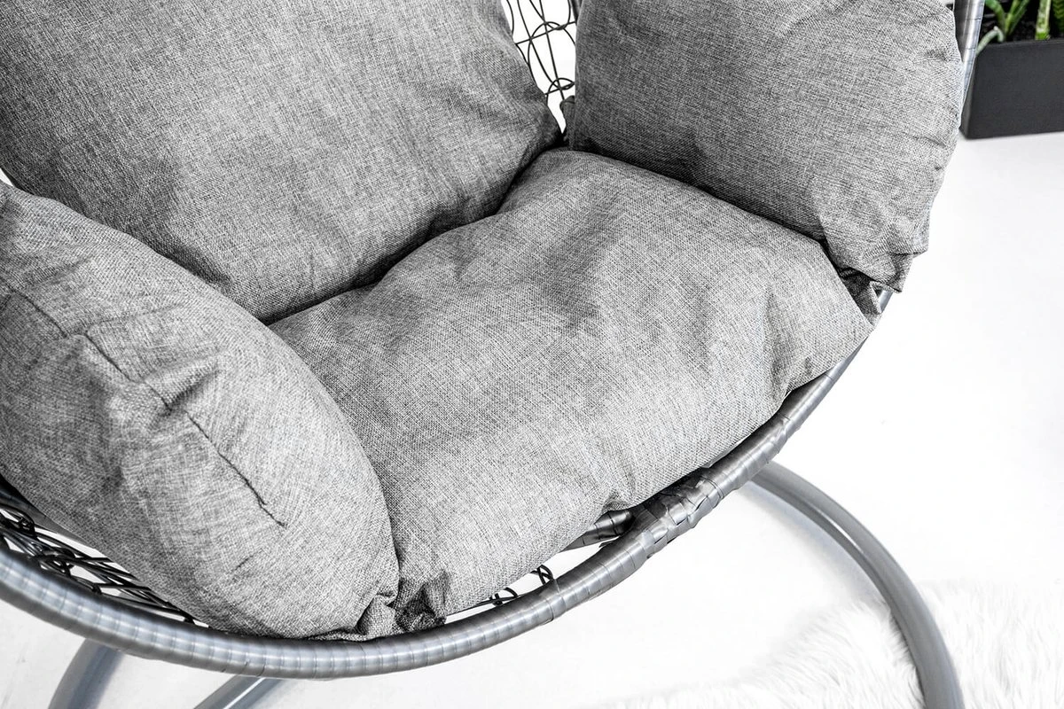 Hangstoel - Ei Stoel - Met Grijze Standaard & Kussens - Tot 125kg 9 Hangstoel - Ei Stoel - Met Grijze Standaard & Kussens - Tot 125kg - Afbeelding 7