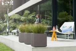 Elho Vivo Structure Finish Vierkant 40 - Plantenbak Voor Binnen & Buiten - Ø 39 X H 41 - Grijs/Warm Grijs -Tuingereedschap Serie Winkel 1200x800 748