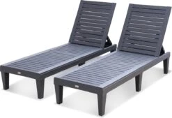 Set Van 2 Ligstoelen, PIA, Ligstoel Met Verschillende Standen, Van Kunststof, Zwart -Tuingereedschap Serie Winkel 1200x820 12