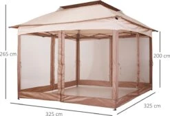Outsunny Paviljoen Met Zijwanden Partytent Tuintent Popup 3,25 X 3,25 M Khaki 840-166 -Tuingereedschap Serie Winkel 1200x820 14