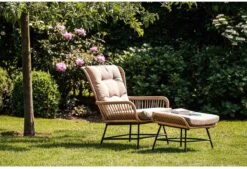 BUITEN Living Dex Wicker Loungestoel Tuin Incl. Wicker Voetenbank | Wicker + Aluminium | Bamboe Antraciet -Tuingereedschap Serie Winkel 1200x820 9