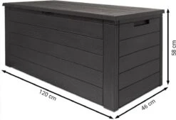 Merkloos Woody Tuin Opbergbox - 324 Liter 45x120x60 Cm - Tuinkussenbox - Antraciet/bruin -Tuingereedschap Serie Winkel 1200x823 8