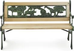LIFA GARDEN Tuinbank Voor 2 Kinderen | Kinderbank Van Onbewerkt Hout En Ijzer | Nostalgische Tuinbank Met Jungle Afbeelding In De Rugleuning | Tuinbank Om Te Beitsen | 82 X 39 X 50 Cm -Tuingereedschap Serie Winkel 1200x826 6