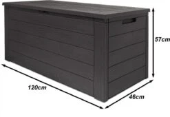 Merkloos Woody Tuin Opbergbox - 324 Liter 45x120x60 Cm - Tuinkussenbox - Antraciet/bruin -Tuingereedschap Serie Winkel 1200x826 7