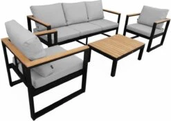 Loungeset 5 Plaatsen Van Aluminium En Eucalyptus – NAZCA – Antraciet Structuur, Lichtgrijs Kussens 23 Loungeset 5 Plaatsen Van Aluminium En Eucalyptus – NAZCA – Antraciet Structuur, Lichtgrijs Kussens -Tuingereedschap Serie Winkel 1200x850 5