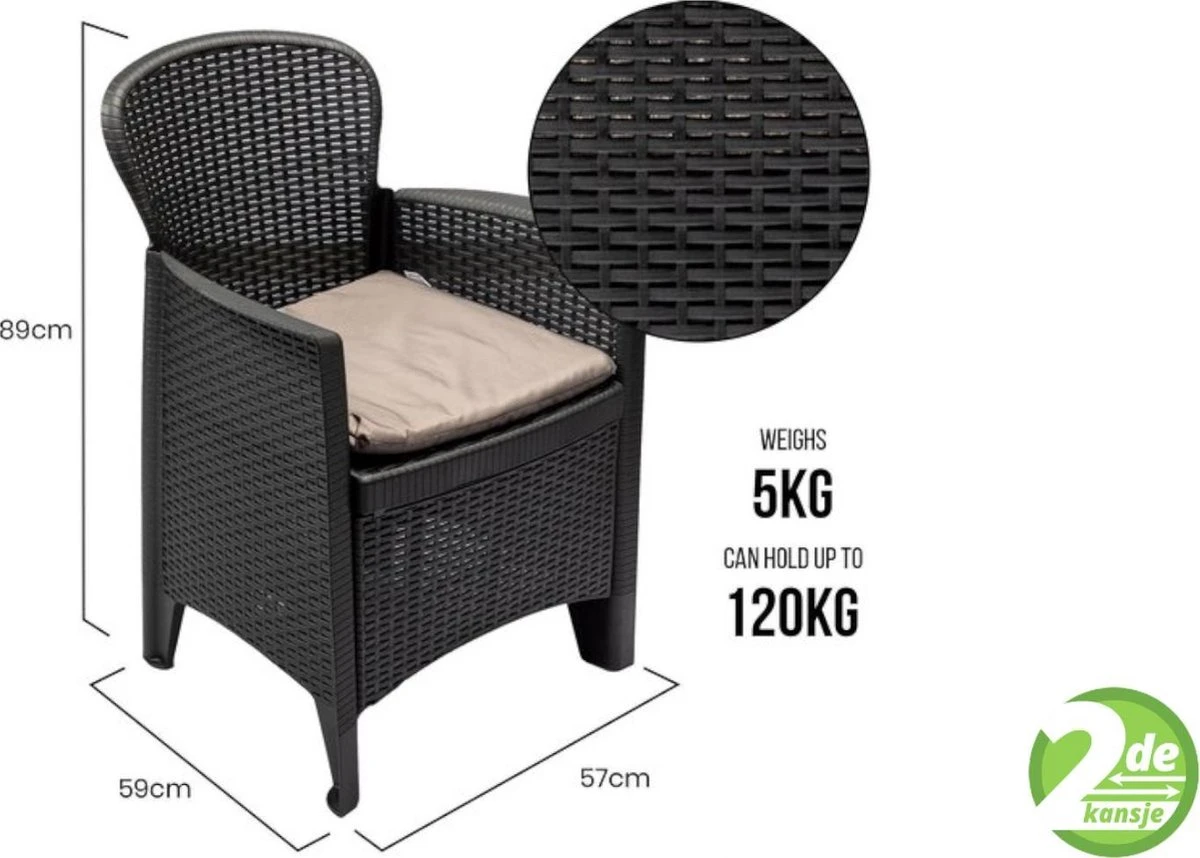 Pro Garden - Tuinset 5-delig Met Kussens 10 Pro Garden - Tuinset 5-delig Met Kussens - Afbeelding 8