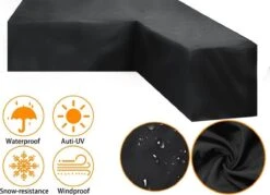 BOTC Tuinbank Beschermhoes - Beschermhoes Voor Hoekbank - Premium Tuinbank Beschermhoes - L-vorm - 300/98 X 300/98 X 70cm - Zwart -Tuingereedschap Serie Winkel 1200x869 7