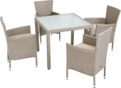 Casaria Polyrattan Tuinset - 4 Stoelen & Tafel 90x90 Cm - Beige Grijs -Tuingereedschap Serie Winkel 1200x870 6