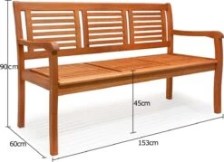 Casaria Tuinbank - FSC®-Gecertificeerd Eucalyptushout - 153cm Bruin -Tuingereedschap Serie Winkel 1200x872 4