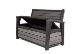 Keter - Hudson Bench Box - 2-zits Bank - Opbergbox - Hout Look & Feel - 227L - 138x63x89cm - Antraciet -Tuingereedschap Serie Winkel 1200x873 5