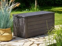 Merkloos Woody Tuin Opbergbox - 324 Liter 45x120x60 Cm - Tuinkussenbox - Antraciet/bruin -Tuingereedschap Serie Winkel 1200x884 1