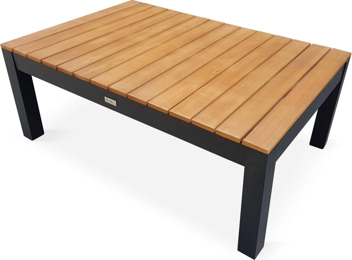 Loungeset 5 Plaatsen Van Aluminium En Eucalyptus – NAZCA – Antraciet Structuur, Lichtgrijs Kussens 11 Loungeset 5 Plaatsen Van Aluminium En Eucalyptus – NAZCA – Antraciet Structuur, Lichtgrijs Kussens - Afbeelding 9