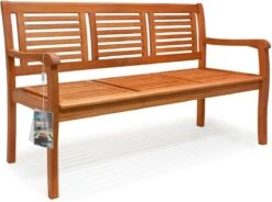 Casaria Tuinbank - FSC®-Gecertificeerd Eucalyptushout - 153cm Bruin -Tuingereedschap Serie Winkel 1200x893 3