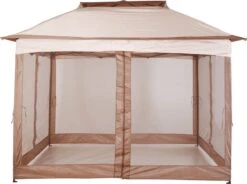 Outsunny Paviljoen Met Zijwanden Partytent Tuintent Popup 3,25 X 3,25 M Khaki 840-166 -Tuingereedschap Serie Winkel 1200x893 7