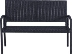 Outsunny Polyrotan Tuinbank 2-zits Parkbank Bank Staal Zwart 867-022 -Tuingereedschap Serie Winkel 1200x898 2