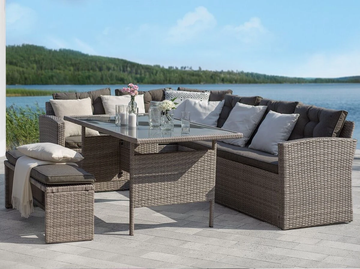 Beliani VITERBO - Loungeset Voor 8 - Grijs - PE Rotan 4 Beliani VITERBO - Loungeset Voor 8 - Grijs - PE Rotan - Afbeelding 2